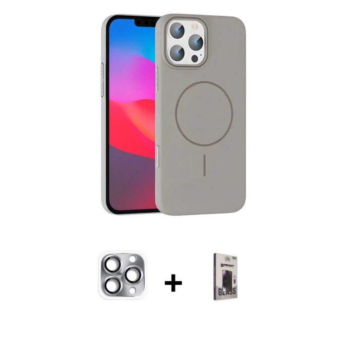 MARSİLYAN™- iPhone 16 Pro Max Kılıf Siluet Doku Özel Seri - Siyah Bilvis Hayalet Cam Ekran Koruyucu + Pers Alüminyum Kamera Lens - GI