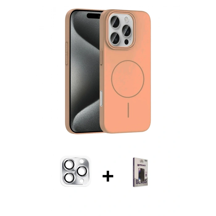 MARSİLYAN™- iPhone 16 Pro Max Kılıf Siluet Doku Özel Seri - Siyah Bilvis Hayalet Cam Ekran Koruyucu + Pers Alüminyum Kamera Lens - GS