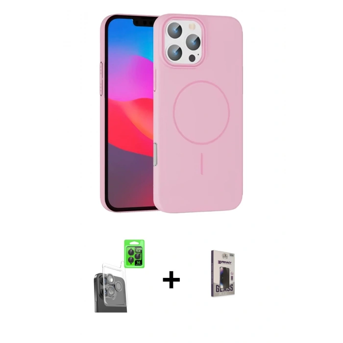 MARSİLYAN™- iPhone 16 Pro Max Kılıf Siluet Doku Özel Seri - Siyah Bilvis Hayalet Cam Ekran Koruyucu + Raze Metal Kamera Lens - SH