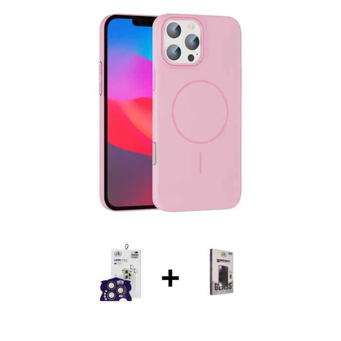 MARSİLYAN™- iPhone 16 Pro Max Kılıf Siluet Doku Özel Seri - Siyah Bilvis Hayalet Cam Ekran Koruyucu + Bilvis Titan Kamera Lens - TMGI