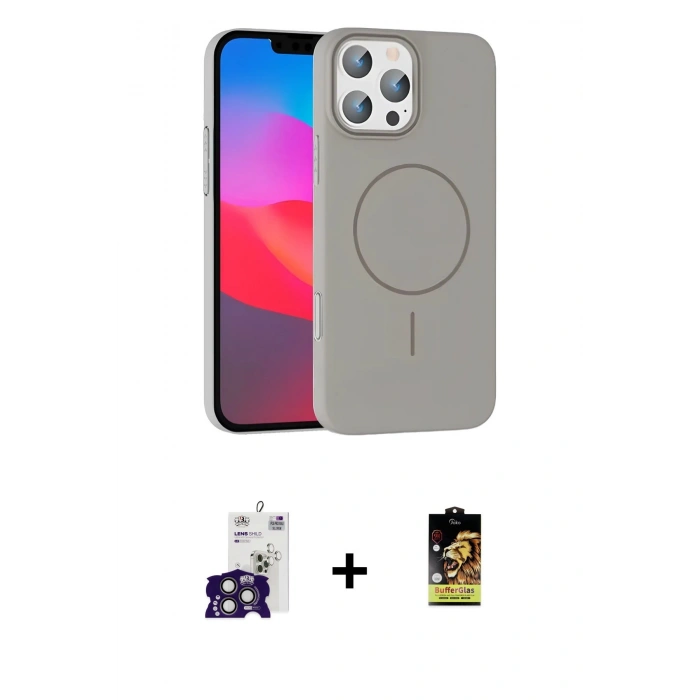 MARSİLYAN™- iPhone 16 Pro Max Kılıf Siluet Doku Özel Seri - Siyah Buffer Cam Ekran Koruyucu + Bilvis Titan Kamera Lens - TMGI