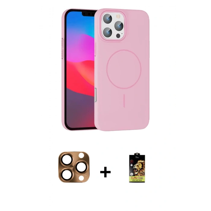 MARSİLYAN™- iPhone 16 Pro Max Kılıf Siluet Doku Özel Seri - Siyah Buffer Cam Ekran Koruyucu + Çöl Titanyum Pers Alüminyum Kamera Lens