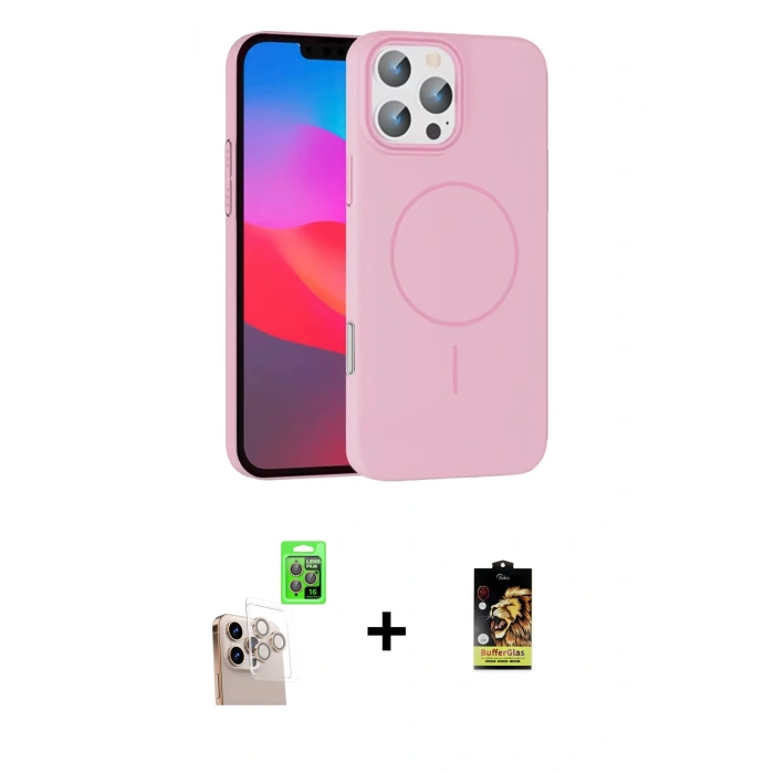 MARSİLYAN™- iPhone 16 Pro Max Kılıf Siluet Doku Özel Seri - Siyah Buffer Cam Ekran Koruyucu + Raze Metal Kamera Lens - NLGY