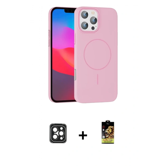 MARSİLYAN™- iPhone 16 Pro Max Kılıf Siluet Doku Özel Seri - Siyah Buffer Cam Ekran Koruyucu + PVD Metal Kamera Lens - SH