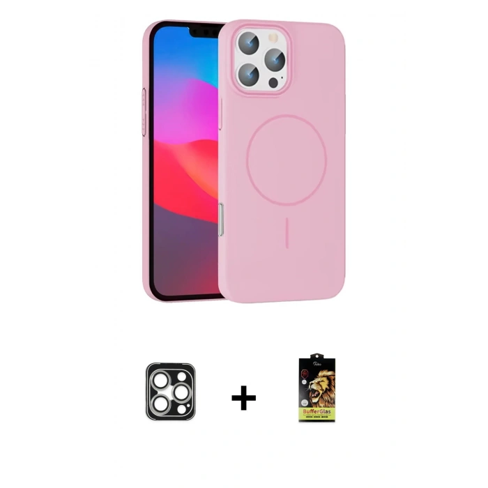 MARSİLYAN™- iPhone 16 Pro Max Kılıf Siluet Doku Özel Seri - Siyah Buffer Cam Ekran Koruyucu + PVD Metal Kamera Lens - GS