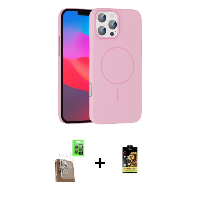 MARSİLYAN™- iPhone 16 Pro Max Kılıf Siluet Doku Özel Seri - Siyah Buffer Cam Ekran Koruyucu + Raze Metal Kamera Lens - CLTM