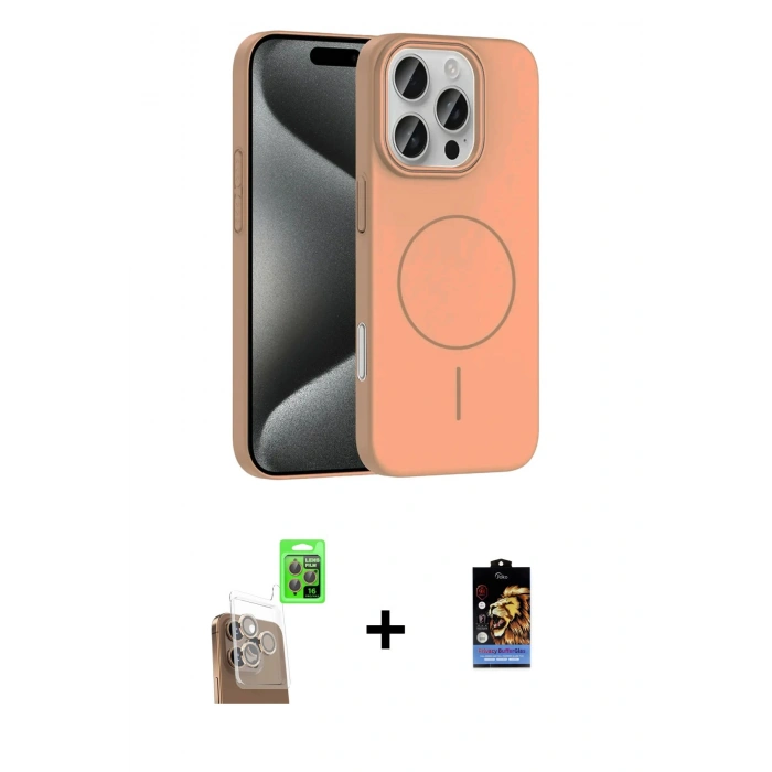 MARSİLYAN™- iPhone 16 Pro Max Kılıf Siluet Doku Özel Seri - Siyah Buffer Hayalet Cam Ekran Koruyucu + Raze Metal Kamera Lens - CLTM