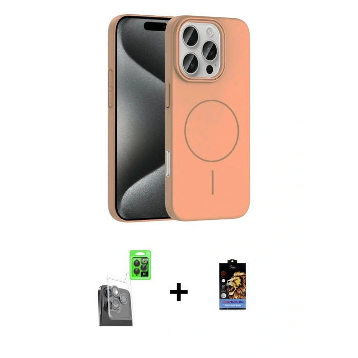 MARSİLYAN™- iPhone 16 Pro Max Kılıf Siluet Doku Özel Seri - Siyah Buffer Hayalet Cam Ekran Koruyucu + Raze Metal Kamera Lens - SH