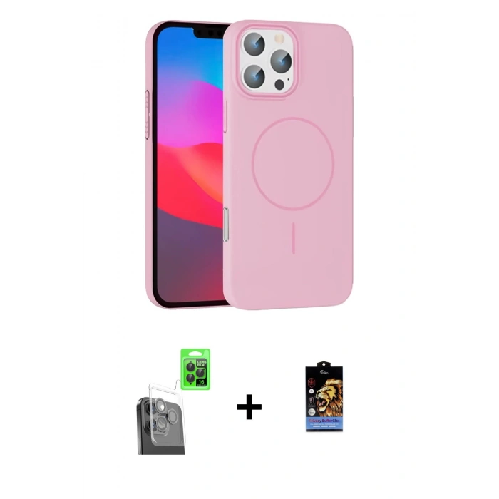 MARSİLYAN™- iPhone 16 Pro Max Kılıf Siluet Doku Özel Seri - Siyah Buffer Hayalet Cam Ekran Koruyucu + Raze Metal Kamera Lens - SH
