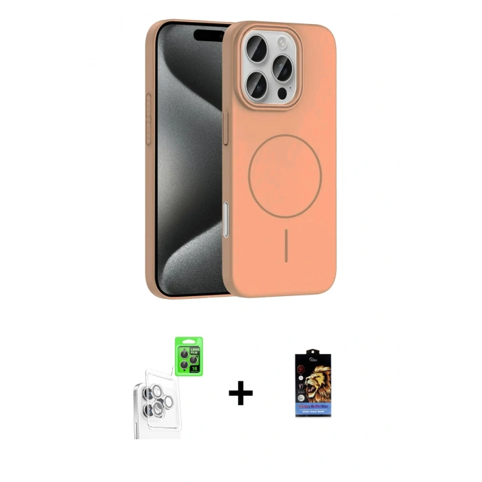 MARSİLYAN™- iPhone 16 Pro Max Kılıf Siluet Doku Özel Seri - Siyah Buffer Hayalet Cam Ekran Koruyucu + Raze Metal Kamera Lens - BZ