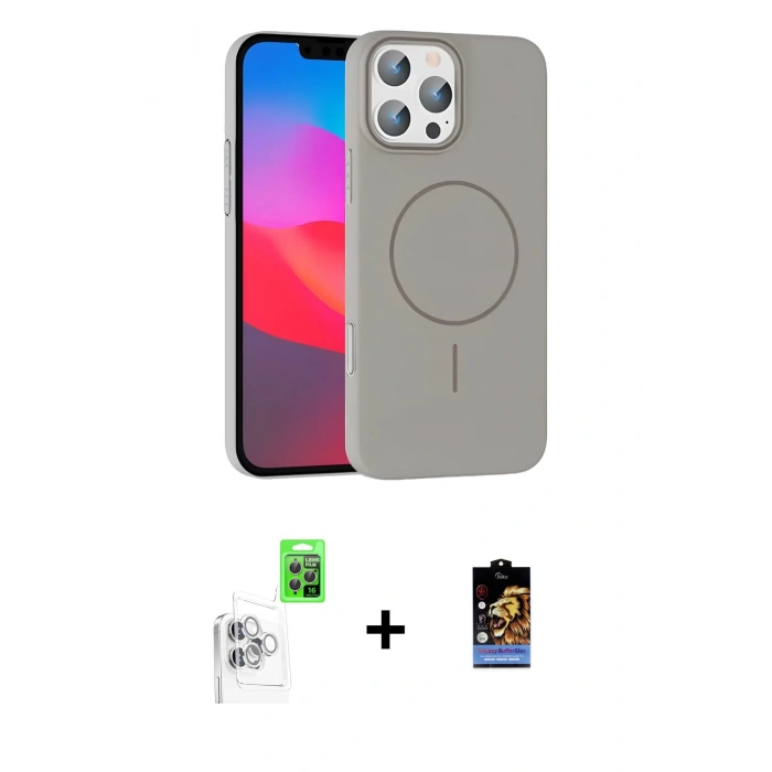 MARSİLYAN™- iPhone 16 Pro Max Kılıf Siluet Doku Özel Seri - Siyah Buffer Hayalet Cam Ekran Koruyucu + Raze Metal Kamera Lens - BZ