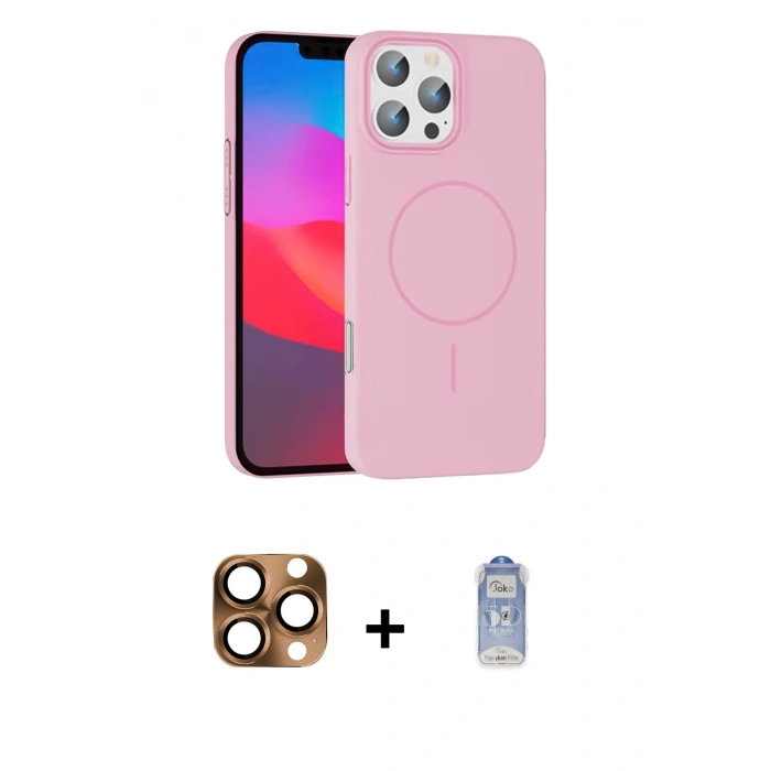 MARSİLYAN™- iPhone 16 Pro Max Kılıf Siluet Doku Özel Seri - Siyah Joko Magic 5D Cam + Çöl Titanyum Pers Alüminyum Kamera Lens