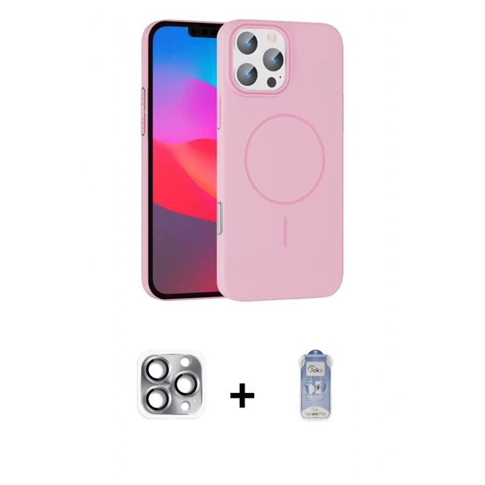 MARSİLYAN™- iPhone 16 Pro Max Kılıf Siluet Doku Özel Seri - Siyah Joko Magic 5D Cam + Pers Alüminyum Kamera Lens - GI