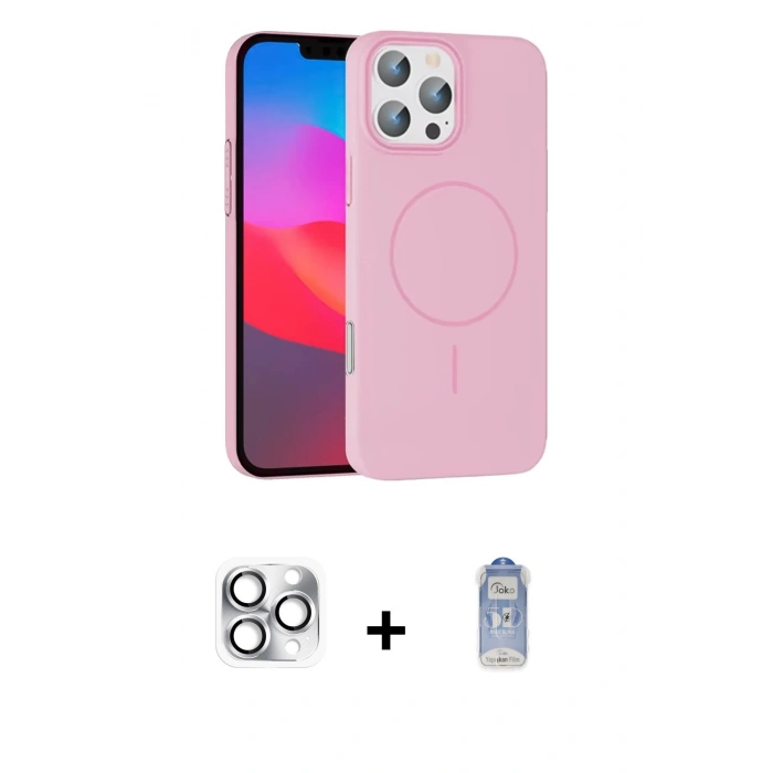 MARSİLYAN™- iPhone 16 Pro Max Kılıf Siluet Doku Özel Seri - Siyah Joko Magic 5D Cam + Pers Alüminyum Kamera Lens - GS