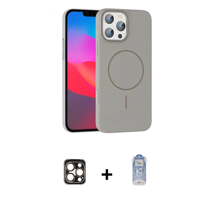 MARSİLYAN™- iPhone 16 Pro Max Kılıf Siluet Doku Özel Seri - Siyah Joko Magic 5D Cam + PVD Metal Kamera Lens - GD