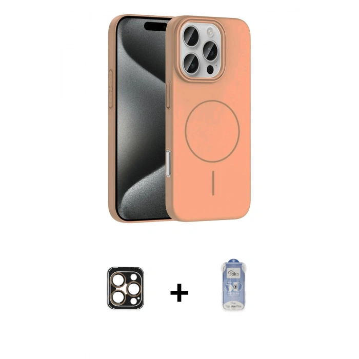 MARSİLYAN™- iPhone 16 Pro Max Kılıf Siluet Doku Özel Seri - Siyah Joko Magic 5D Cam + PVD Metal Kamera Lens - GD