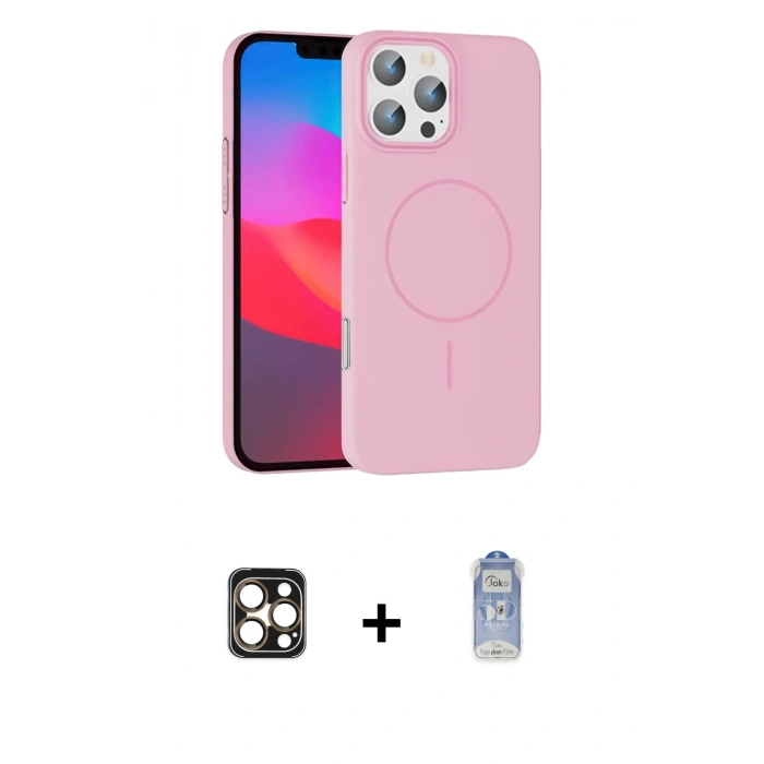 MARSİLYAN™- iPhone 16 Pro Max Kılıf Siluet Doku Özel Seri - Siyah Joko Magic 5D Cam + PVD Metal Kamera Lens - GD