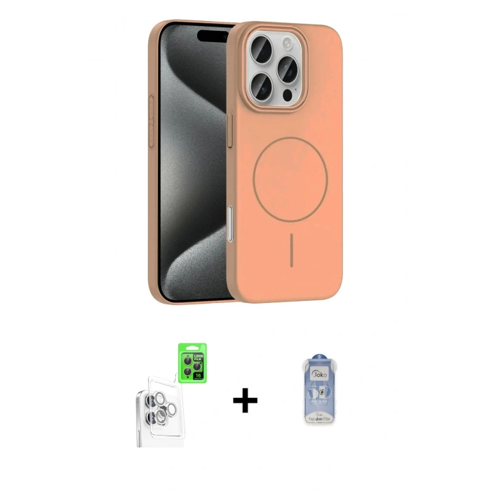 MARSİLYAN™- iPhone 16 Pro Max Kılıf Siluet Doku Özel Seri - Siyah Joko Magic 5D Cam + Raze Metal Kamera Lens - BZ