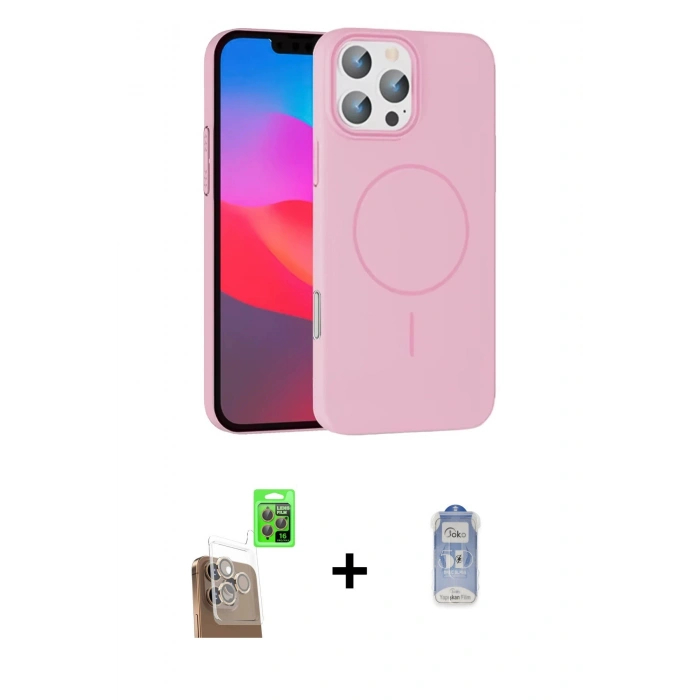 MARSİLYAN™- iPhone 16 Pro Max Kılıf Siluet Doku Özel Seri - Siyah Joko Magic 5D Cam + Raze Metal Kamera Lens - CLTM