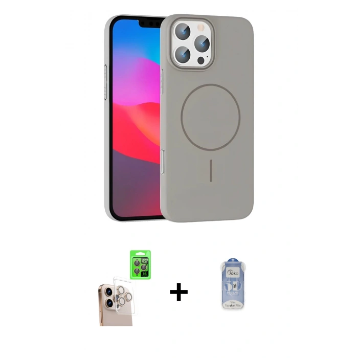 MARSİLYAN™- iPhone 16 Pro Max Kılıf Siluet Doku Özel Seri - Siyah Joko Magic 5D Cam + Raze Metal Kamera Lens - NLGY
