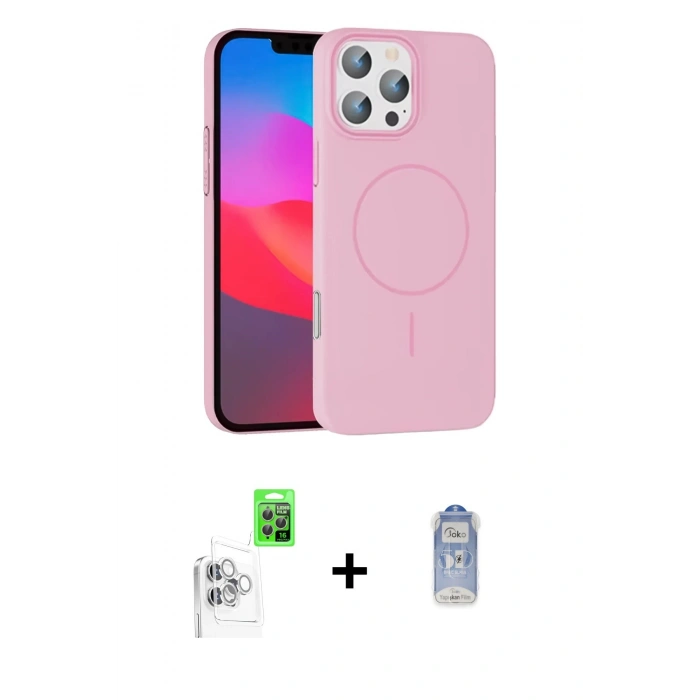 MARSİLYAN™- iPhone 16 Pro Max Kılıf Siluet Doku Özel Seri - Siyah Joko Magic 5D Cam + Raze Metal Kamera Lens - BZ