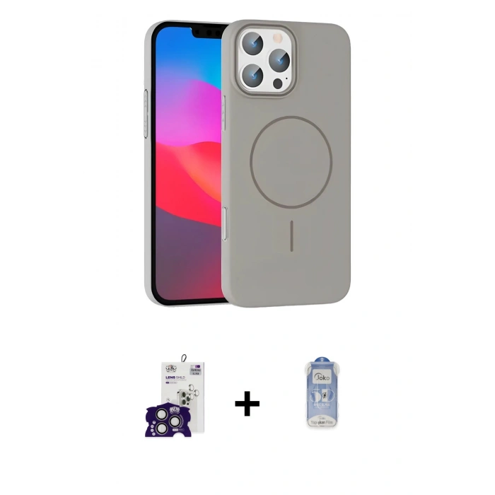 MARSİLYAN™- iPhone 16 Pro Max Kılıf Siluet Doku Özel Seri - Siyah Joko Magic 5D Cam + Bilvis Titan Kamera Lens - TMGI