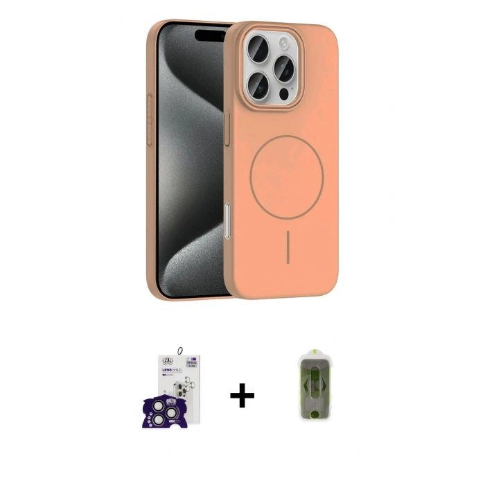 MARSİLYAN™- iPhone 16 Pro Max Kılıf Siluet Doku Özel Seri - Siyah Joko Magic 5D Hayalet Cam + Bilvis Titan Kamera Lens - TMGI