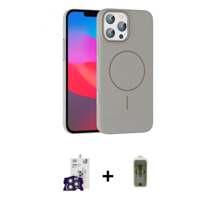 MARSİLYAN™- iPhone 16 Pro Max Kılıf Siluet Doku Özel Seri - Siyah Joko Magic 5D Hayalet Cam + Bilvis Titan Kamera Lens - TMGI