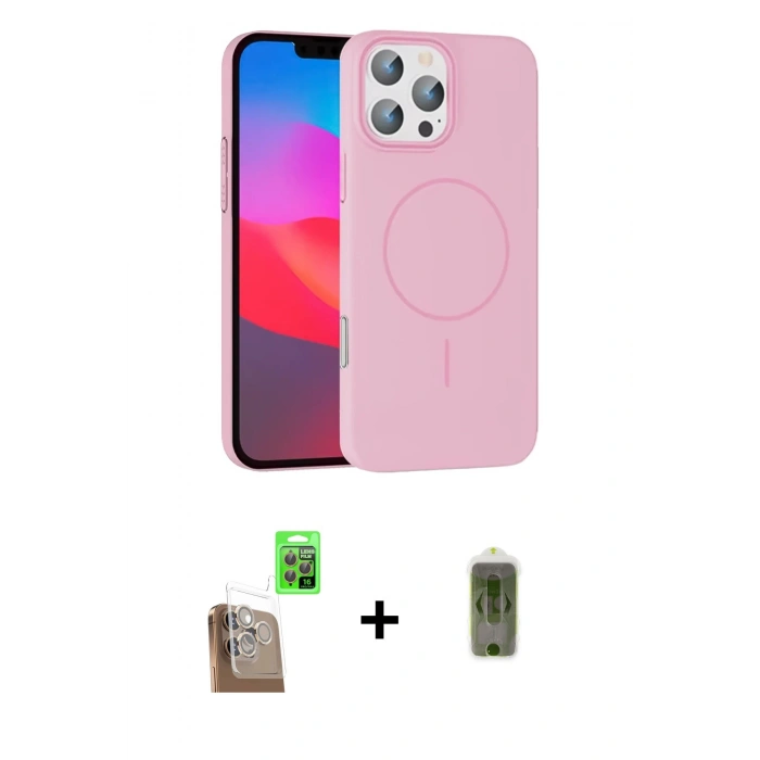 MARSİLYAN™- iPhone 16 Pro Max Kılıf Siluet Doku Özel Seri - Siyah Joko Magic 5D Hayalet Cam + Çöl Titanyum Raze Metal Kamera Lens