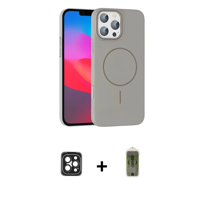 MARSİLYAN™- iPhone 16 Pro Max Kılıf Siluet Doku Özel Seri - Siyah Joko Magic 5D Hayalet Cam + PVD Metal Kamera Lens - SH