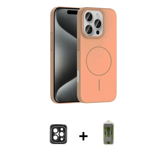 MARSİLYAN™- iPhone 16 Pro Max Kılıf Siluet Doku Özel Seri - Siyah Joko Magic 5D Hayalet Cam + PVD Metal Kamera Lens - SH
