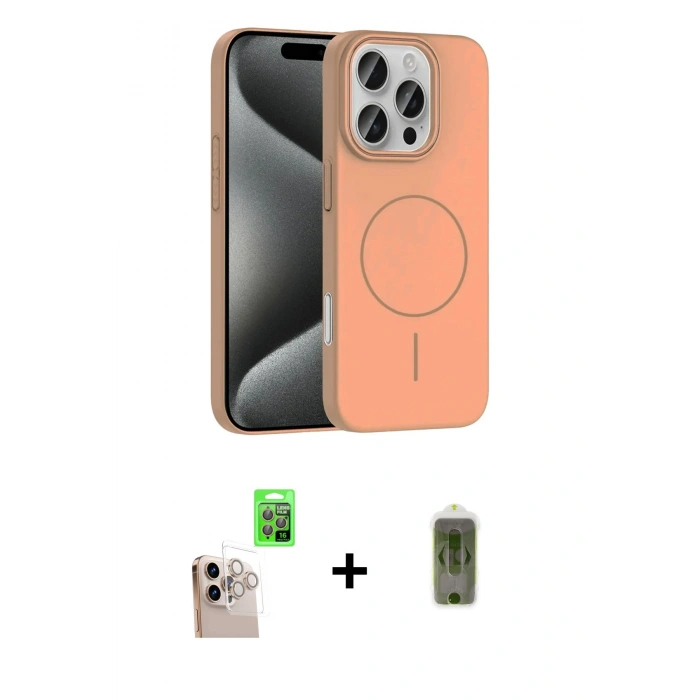 MARSİLYAN™- iPhone 16 Pro Max Kılıf Siluet Doku Özel Seri - Siyah Joko Magic 5D Hayalet Cam + Raze Metal Kamera Lens - NLGY