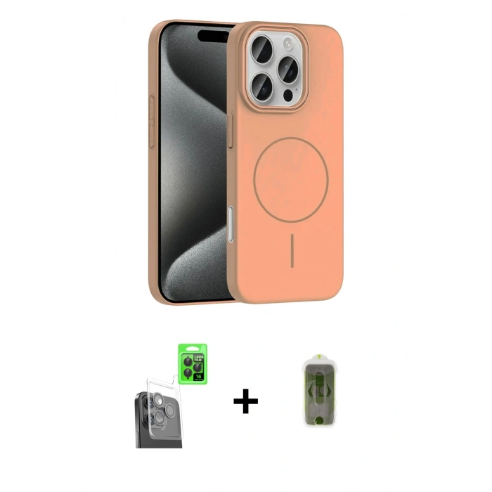 MARSİLYAN™- iPhone 16 Pro Max Kılıf Siluet Doku Özel Seri - Siyah Joko Magic 5D Hayalet Cam + Raze Metal Kamera Lens - SH