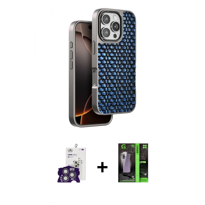 MARSİLYAN™- iPhone 16 Pro Max Kılıf Siluet Form Serisi - Şeffaf 360 Full Body Arka Koruyucu + Bilvis Titan Kamera Lens - GS