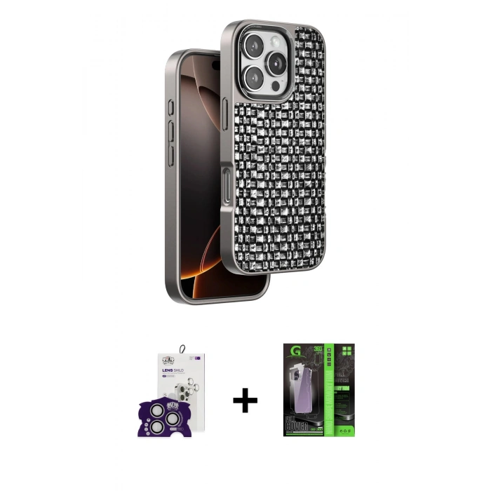 MARSİLYAN™- iPhone 16 Pro Max Kılıf Siluet Form Serisi - Şeffaf 360 Full Body Arka Koruyucu + Bilvis Titan Kamera Lens - GS