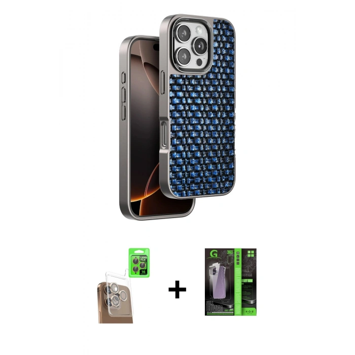 MARSİLYAN™- iPhone 16 Pro Max Kılıf Siluet Form Serisi - Şeffaf 360 Full Body Arka Koruyucu + Raze Metal Kamera Lens - CLTM