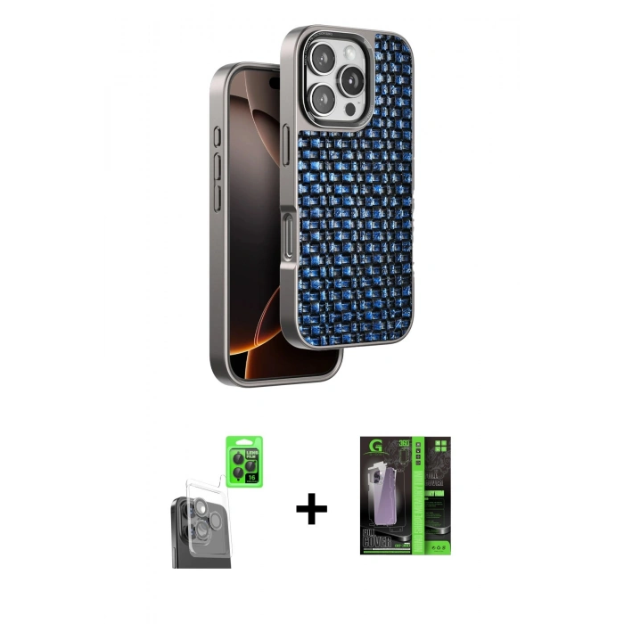 MARSİLYAN™- iPhone 16 Pro Max Kılıf Siluet Form Serisi - Şeffaf 360 Full Body Arka Koruyucu + Raze Metal Kamera Lens - SH