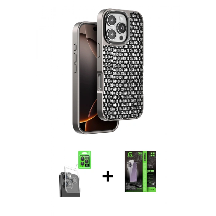 MARSİLYAN™- iPhone 16 Pro Max Kılıf Siluet Form Serisi - Şeffaf 360 Full Body Arka Koruyucu + Raze Metal Kamera Lens - SH
