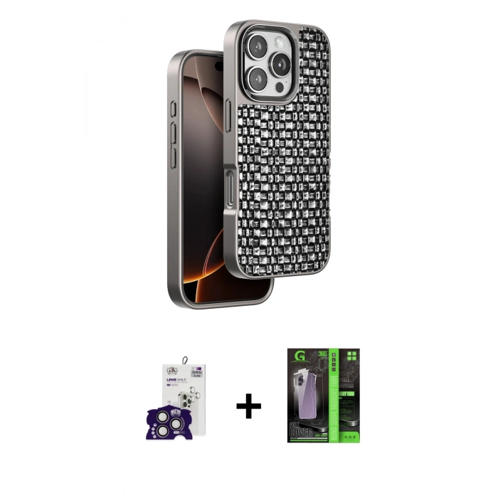 MARSİLYAN™- iPhone 16 Pro Max Kılıf Siluet Form Serisi - Şeffaf 360 Full Body Arka Koruyucu + Bilvis Titan Kamera Lens - TMGI