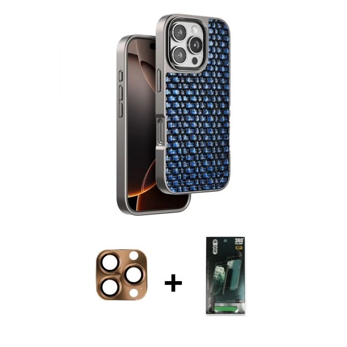 MARSİLYAN™- iPhone 16 Pro Max Kılıf Siluet Form Serisi - Siyah 360 Mat Full Body Arka Koruyucu + Pers Alüminyum Kamera Lens - CLTM