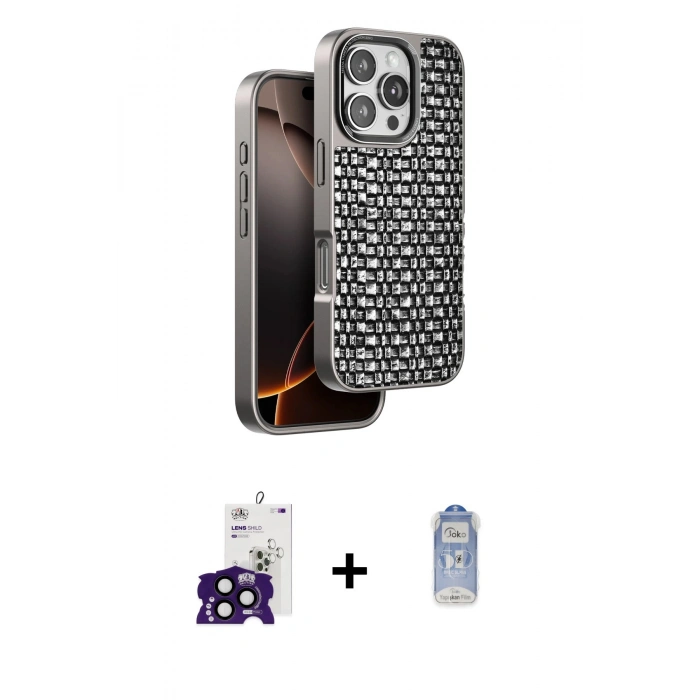 MARSİLYAN™- iPhone 16 Pro Max Kılıf Siluet Form Serisi - Siyah Joko Magic 5D Cam + Bilvis Titan Kamera Lens - SH