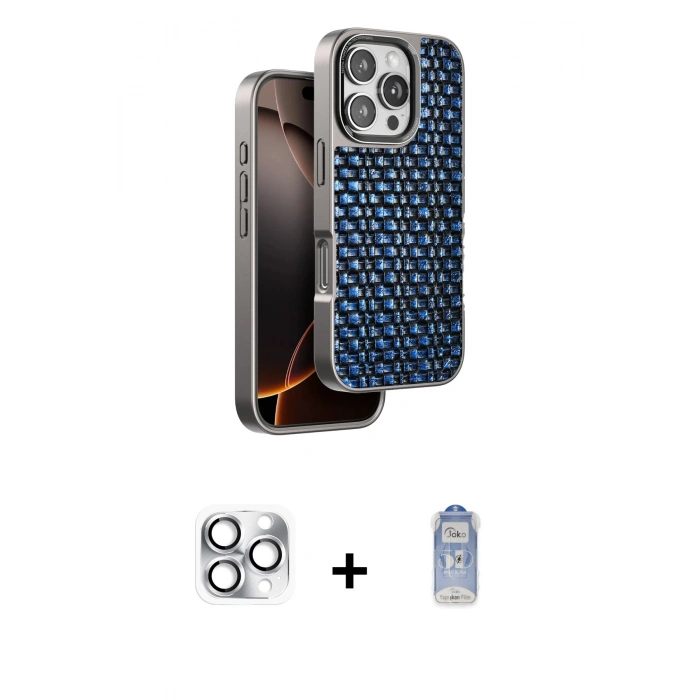 MARSİLYAN™- iPhone 16 Pro Max Kılıf Siluet Form Serisi - Siyah Joko Magic 5D Cam + Pers Alüminyum Kamera Lens - GS