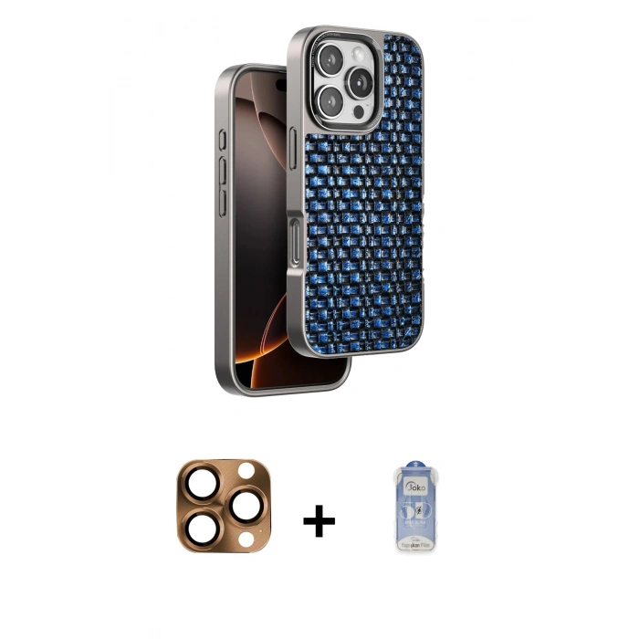 MARSİLYAN™- iPhone 16 Pro Max Kılıf Siluet Form Serisi - Siyah Joko Magic 5D Cam + Pers Alüminyum Kamera Lens - CLTM