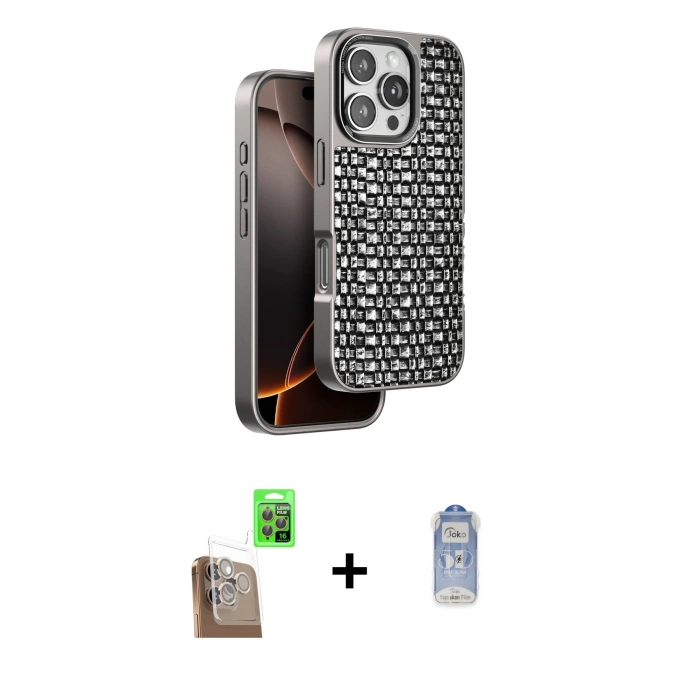 MARSİLYAN™- iPhone 16 Pro Max Kılıf Siluet Form Serisi - Siyah Joko Magic 5D Cam + Raze Metal Kamera Lens - CLTM