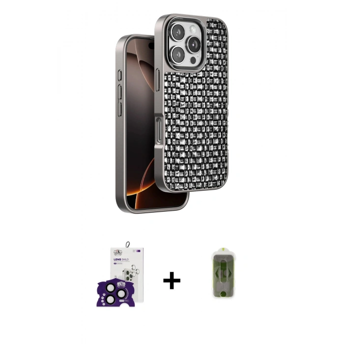 MARSİLYAN™- iPhone 16 Pro Max Kılıf Siluet Form Serisi - Siyah Joko Magic 5D Hayalet Cam + Bilvis Titan Kamera Lens - SH