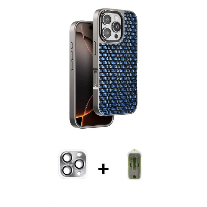 MARSİLYAN™- iPhone 16 Pro Max Kılıf Siluet Form Serisi - Siyah Joko Magic 5D Hayalet Cam + Pers Alüminyum Kamera Lens - GI