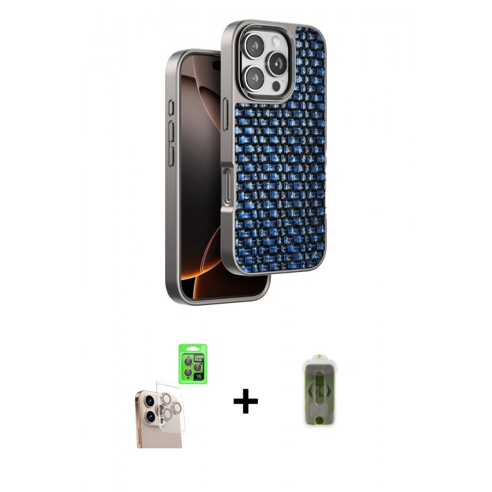 MARSİLYAN™- iPhone 16 Pro Max Kılıf Siluet Form Serisi - Siyah Joko Magic 5D Hayalet Cam + Raze Metal Kamera Lens - NLGY