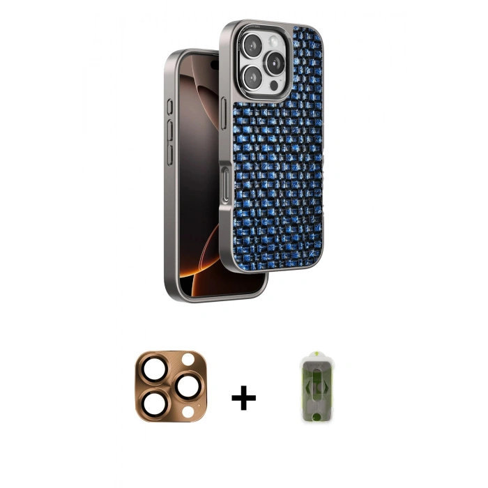 MARSİLYAN™- iPhone 16 Pro Max Kılıf Siluet Form Serisi - Siyah Joko Magic 5D Hayalet Cam + Pers Alüminyum Kamera Lens - CLTM