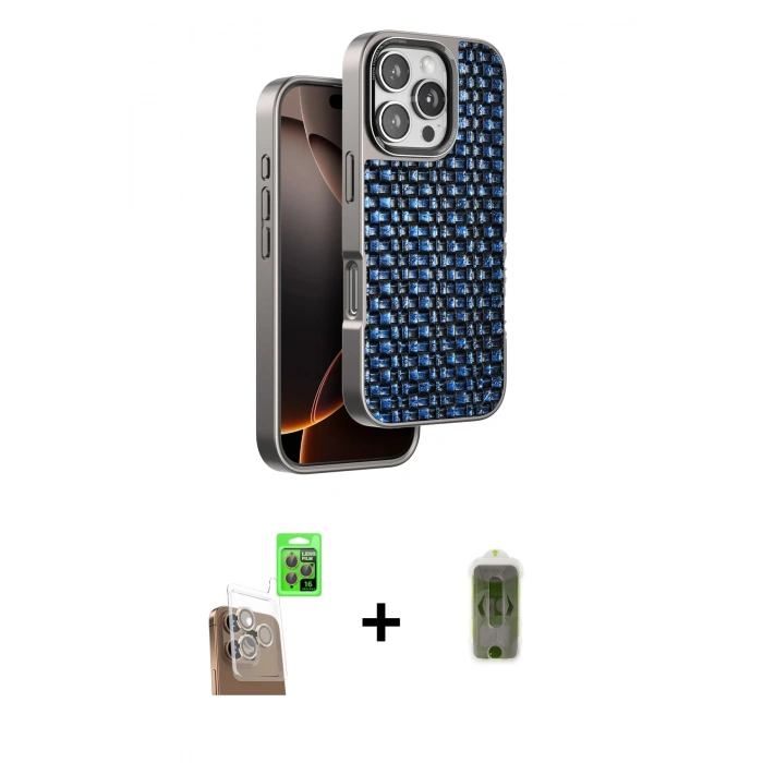 MARSİLYAN™- iPhone 16 Pro Max Kılıf Siluet Form Serisi - Siyah Joko Magic 5D Hayalet Cam + Raze Metal Kamera Lens - CLTM
