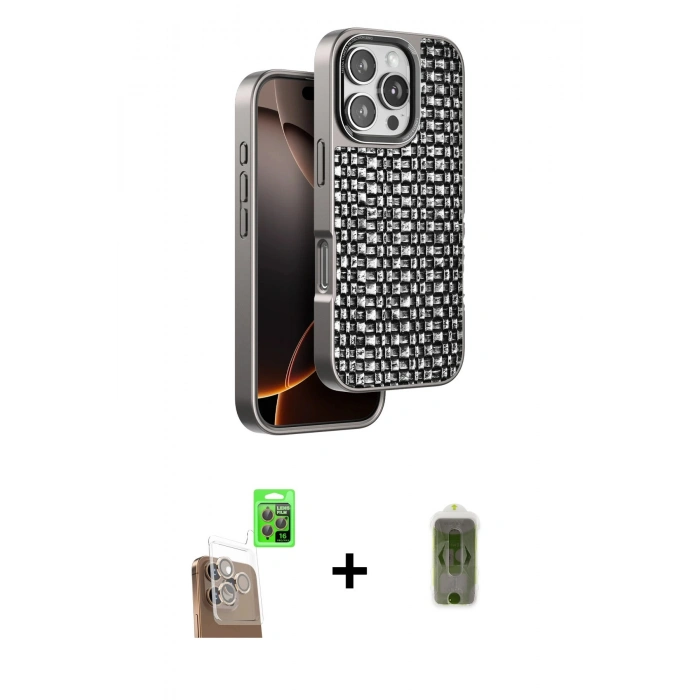MARSİLYAN™- iPhone 16 Pro Max Kılıf Siluet Form Serisi - Siyah Joko Magic 5D Hayalet Cam + Raze Metal Kamera Lens - CLTM